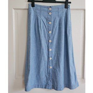 EUC Madewell Chambray Patio Button-Front Midi denim skirt Size 6